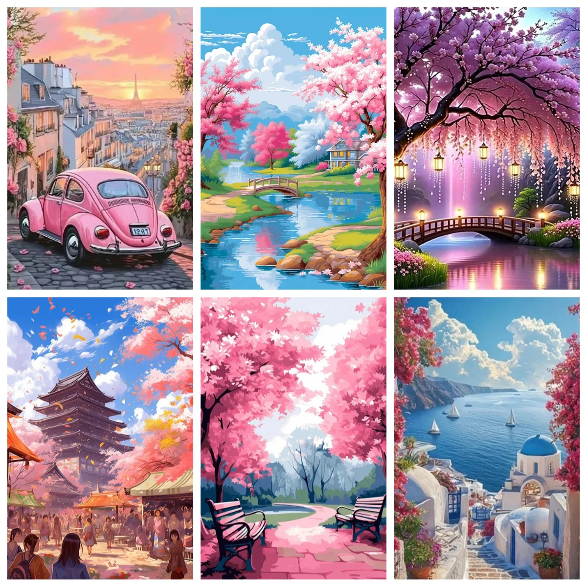 Art Craft Kit - Kit Kerajinan Menggambar Pemandangan Bunga Sakura
