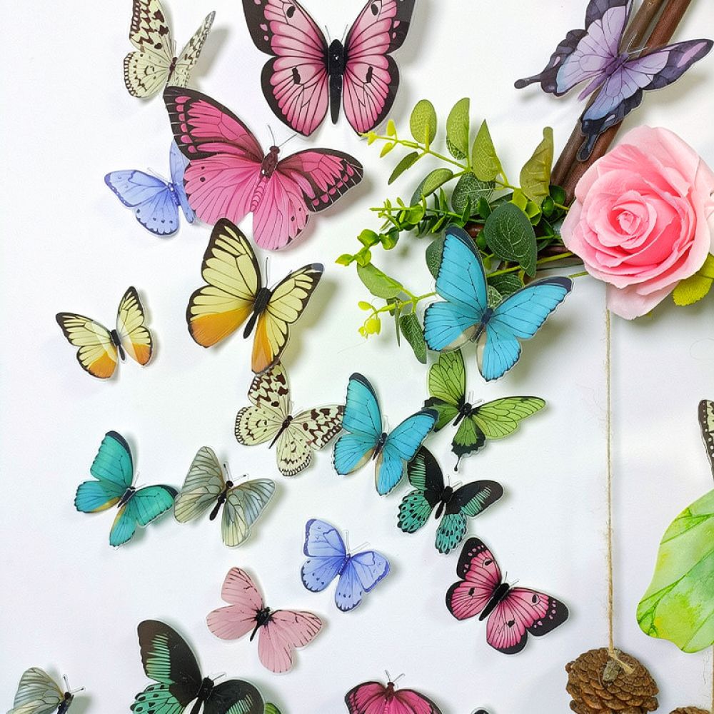 Art And Craft For Nursery - Stiker Dinding PVC Kupu-Kupu Buatan, Berwarna-warni,