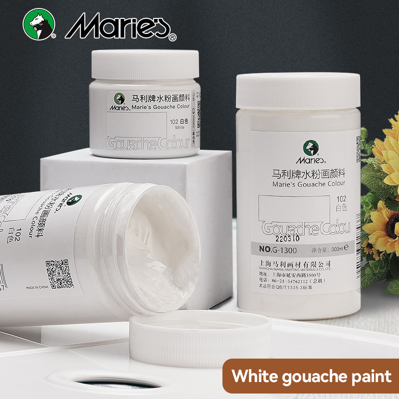 Gouache Paint Set - Cat Gouache Putih Botol 100ml/300ml Pigmen